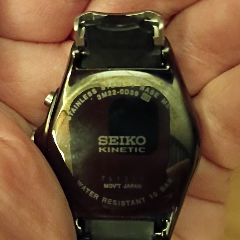Seiko Kinetic Watch Gray Dial Stainless Steel No Strap/Band - PARTS ONLY - Picture 6 of 8